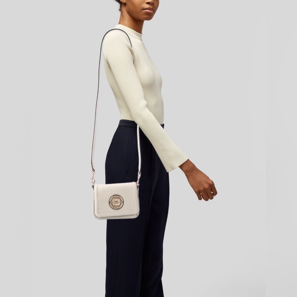 Marc Jacobs Insignia Full Flap Logo Shoulder/Crossbody Cream Gold